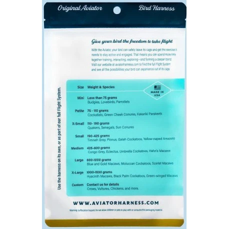 Harnais Pour Perroquets Aviator - S/Noir 4 Harnais Pour Perroquets Aviator - S/Noir – Image 2