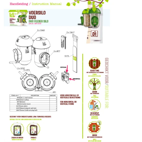 Mangeoire Lona "Voersilo D1 Duo" - Vert 4 Mangeoire Lona "Voersilo D1 Duo" - Vert – Image 2